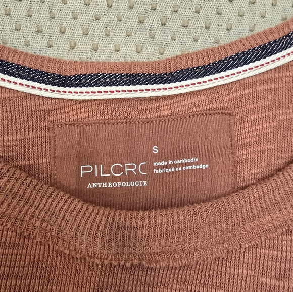 Pilcro by Anthropologie Brick Red Sweater Ruffle Fall Cozy Autumn Orange Size S - Picture 6 of 8